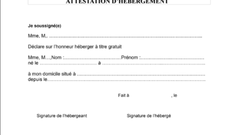 attestation d'hebergement