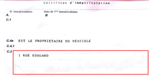 Changement de la carte grise en format SIV avec la nouvelle adresse mentionnée en case C.3